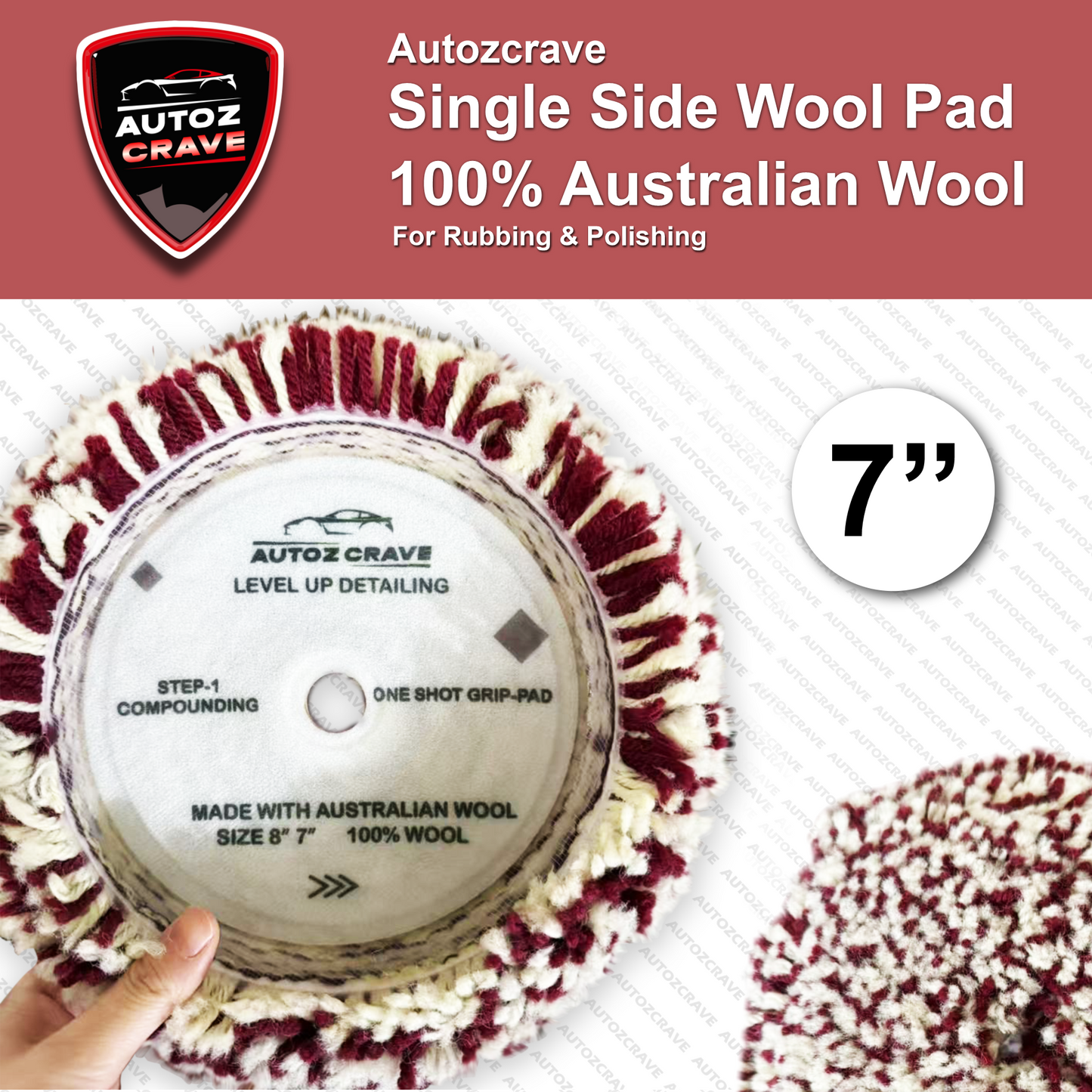 Rotary Wool Pad Pure Australian Wool | 8-Inch Polishing Pad for Car Detailers