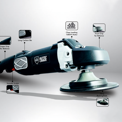 Autozcrave Heavy Duty Rotary Polisher 1680W Motor for Professional Detailing