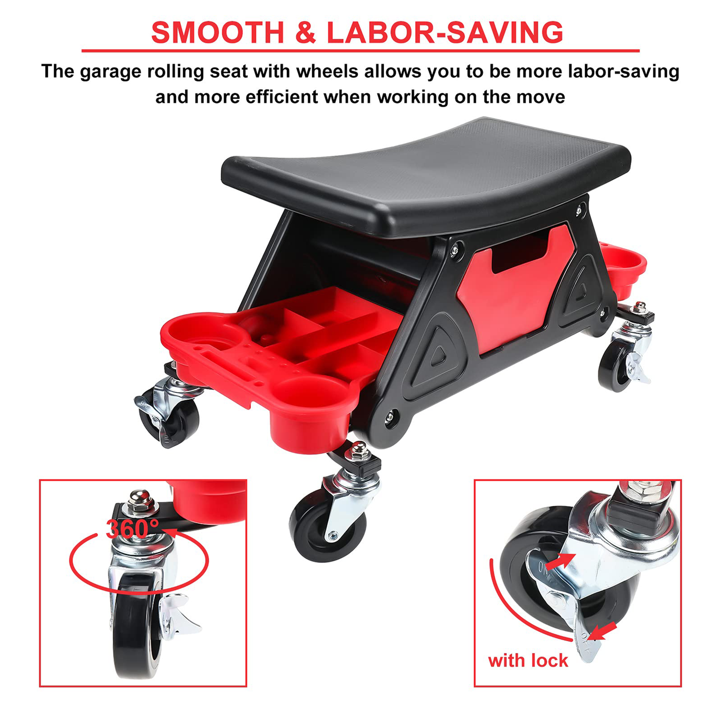Detailing Stool 3rd Generation Non Slip Seat | Drawers | Wheels