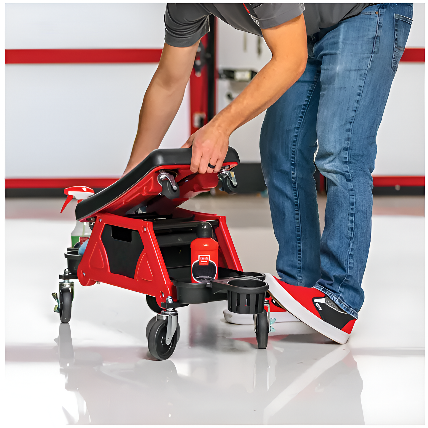 Detailing Stool 4th Generation Dual Trays | Storage Drawer | Detachable Seat