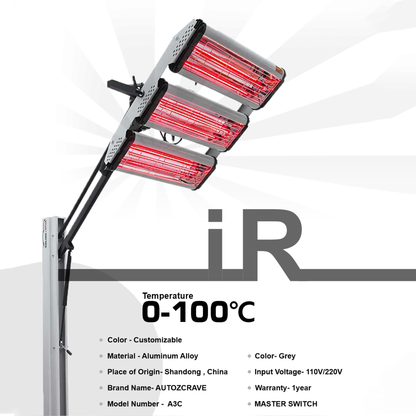 Autozcrave IR Lamp Fully Automatic – 3 Tubes | 360° Rotation | Auto Timer