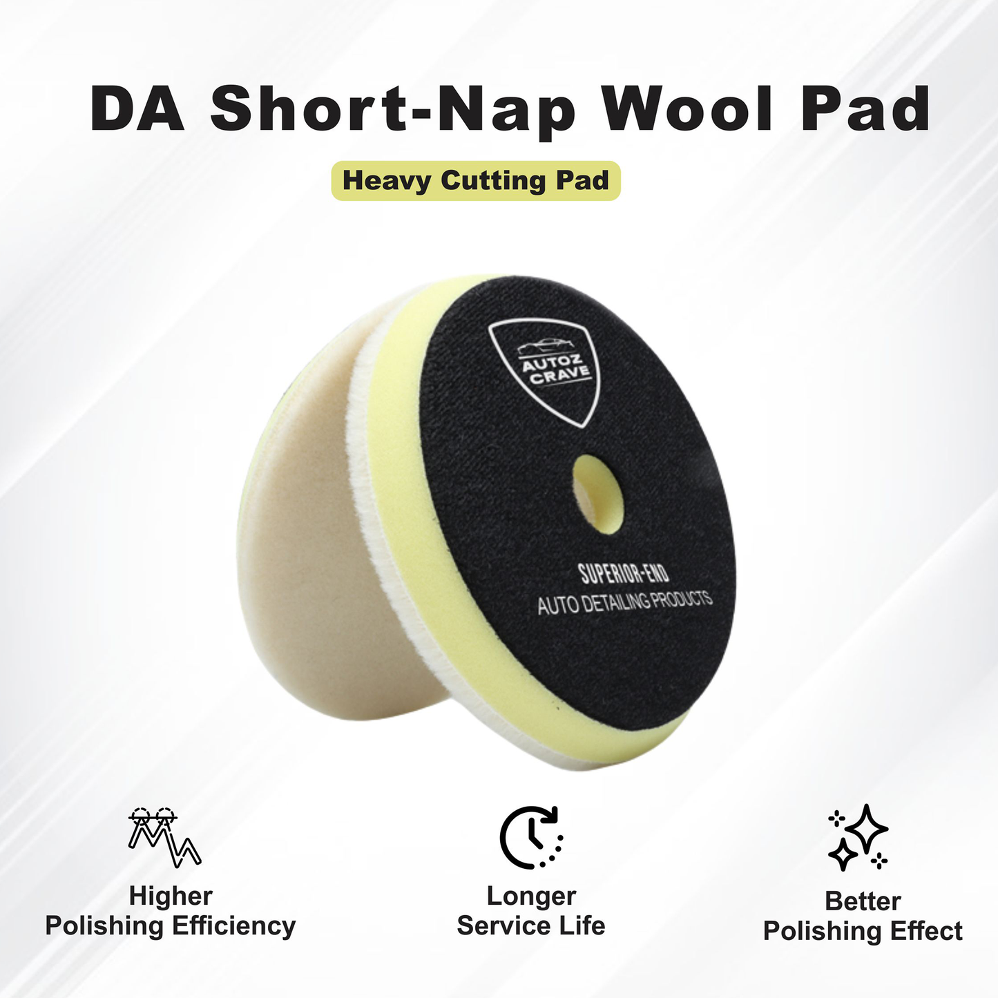 Autozcrave Short Nap Wool Pad for DA Polisher ( Dual Form Tech )