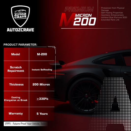 Autozcrave Paint Protection Film M-200 Micron | Instant Self-Healing | 5-Year Warranty