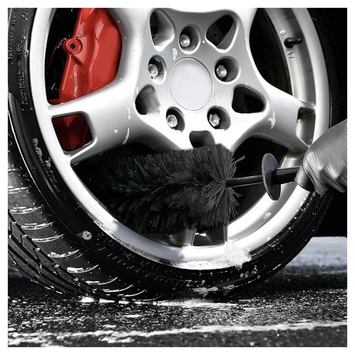 Black Alloy Wheel Cleaning Brush – Flexible & Scratch-Free Cleaning