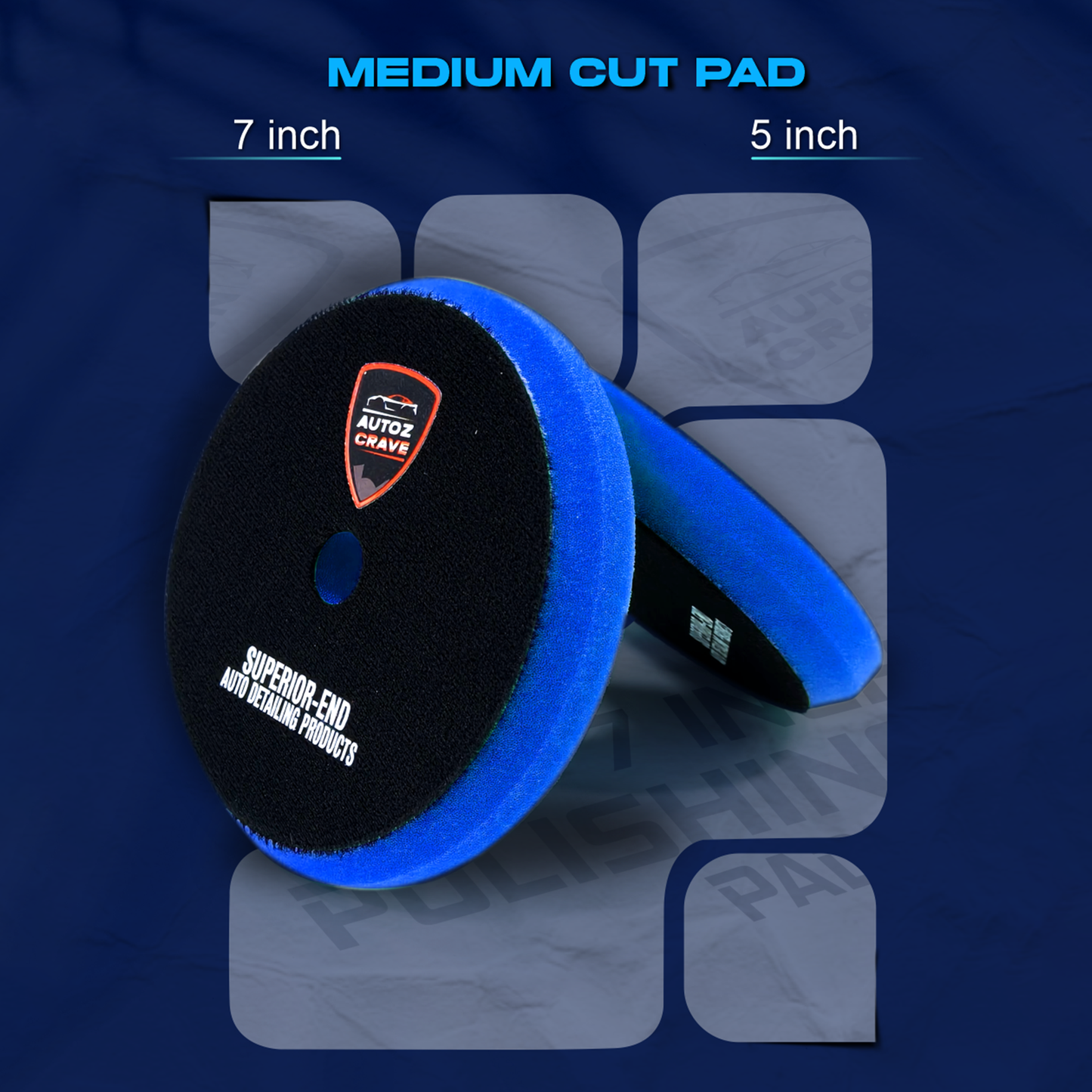 Medium Cutting Pad – 26mm Foam Pad for DA Polishers (Half Bevel Edge)