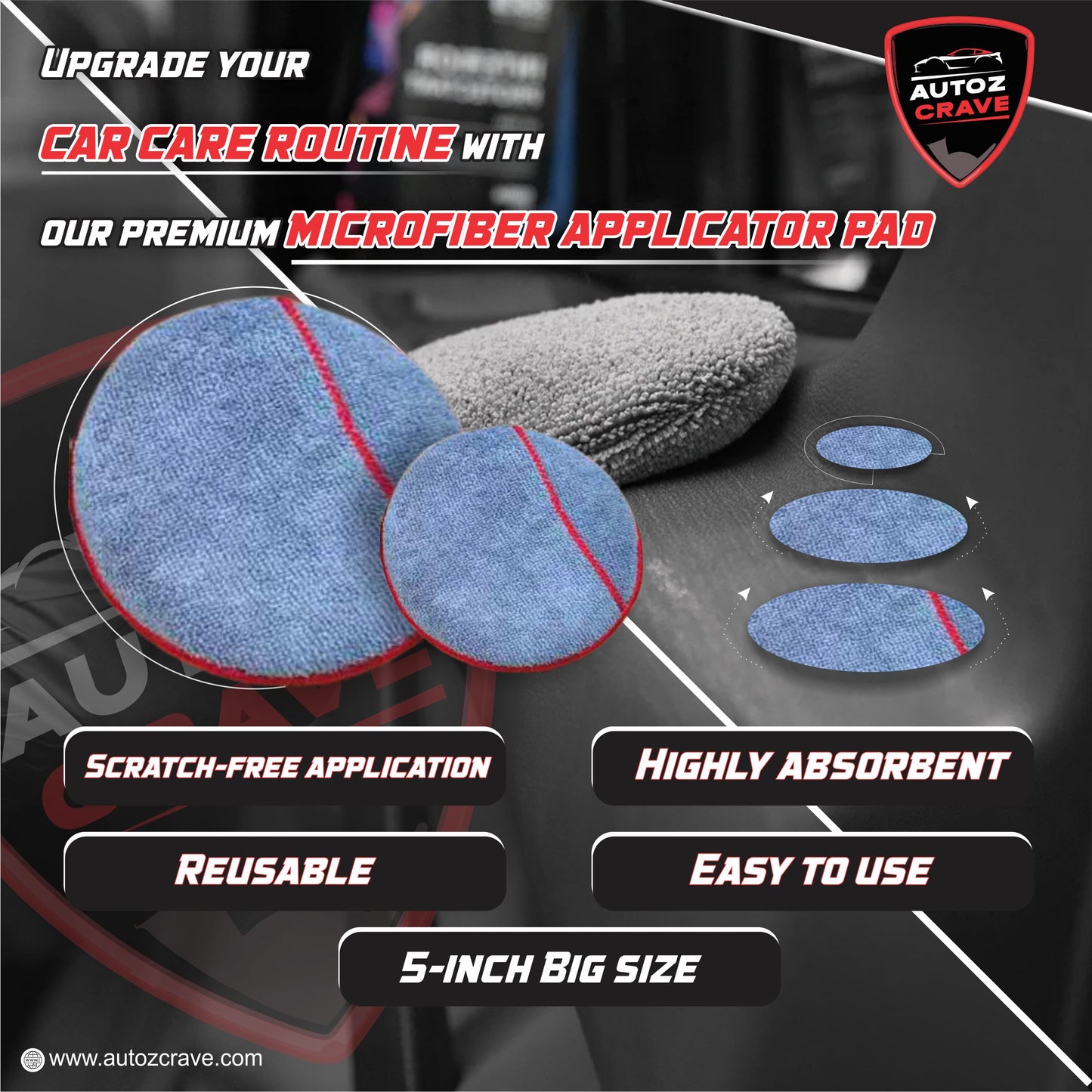 Strongdry Wax Applicator Microfiber Pad Size ( 5" )