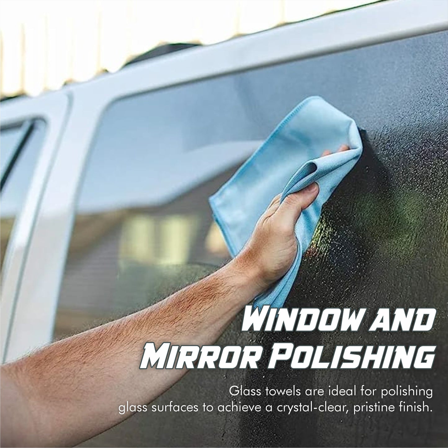 300 GSM Window Glass Cleaning Microfiber Cloth | 40x40CM Streak Free Shine