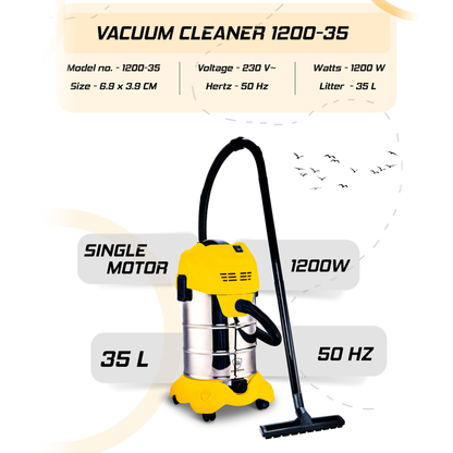Autozcrave Vacuum Cleaner – 1200W | 35L Capacity | Heavy Duty Cleaning