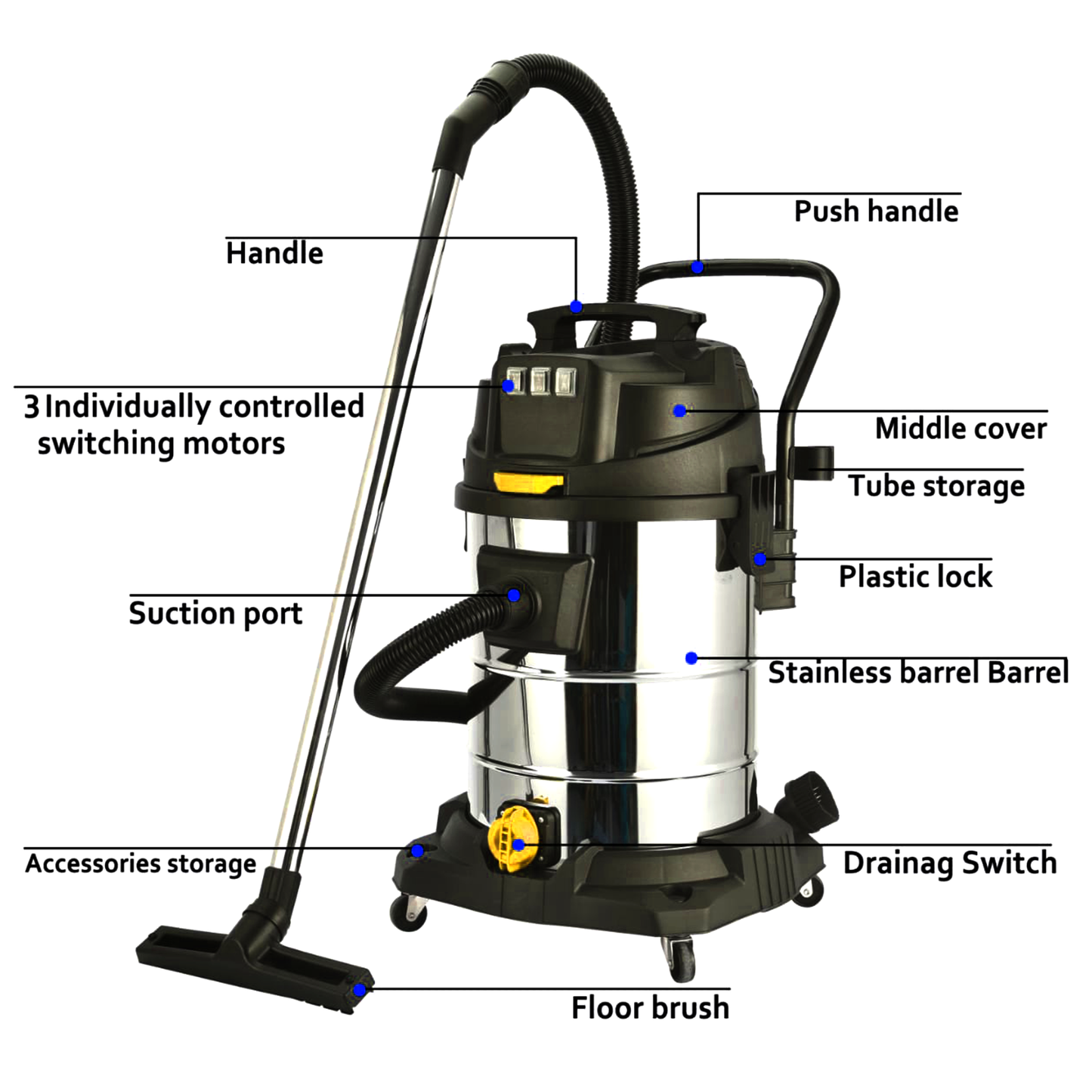 Autozcrave Wet and Dry Vacuum Cleaner – 3000W | 80L Capacity | Industrial Grade