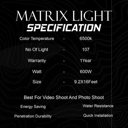 Autozcrave Car Detailing Studio Matrix Light 600W (104 LEDs, 9.2x16 ft) | Energy Efficient, Daylight-Mimicking Light for Accurate Paint Inspection