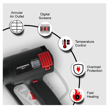Autozcrave Heat Gun Precision Heat Control with Digital Display & Fast Heating