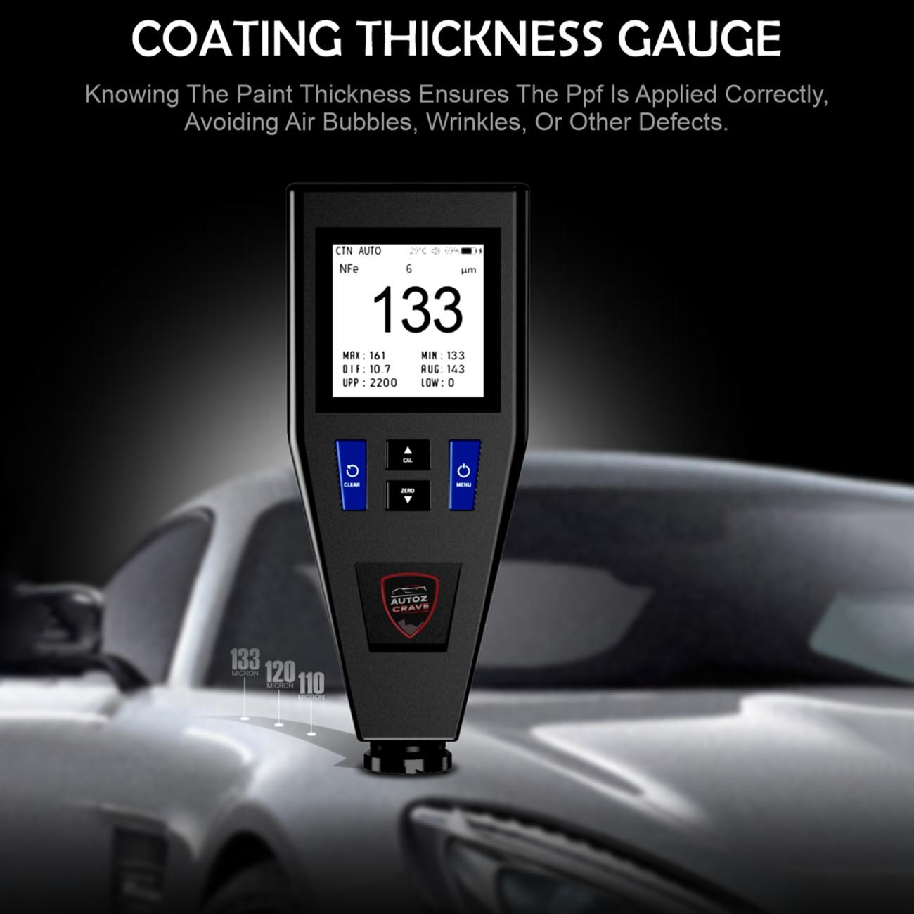 Autozcrave Paint Thickness Tester Smart Coating Thickness Gauge for Accurate Paint Reading