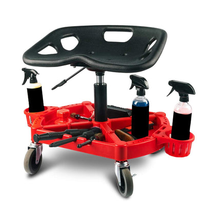 Hydraulic Detailing Stool – Adjustable Height | Bottle Holders | Storage Tray