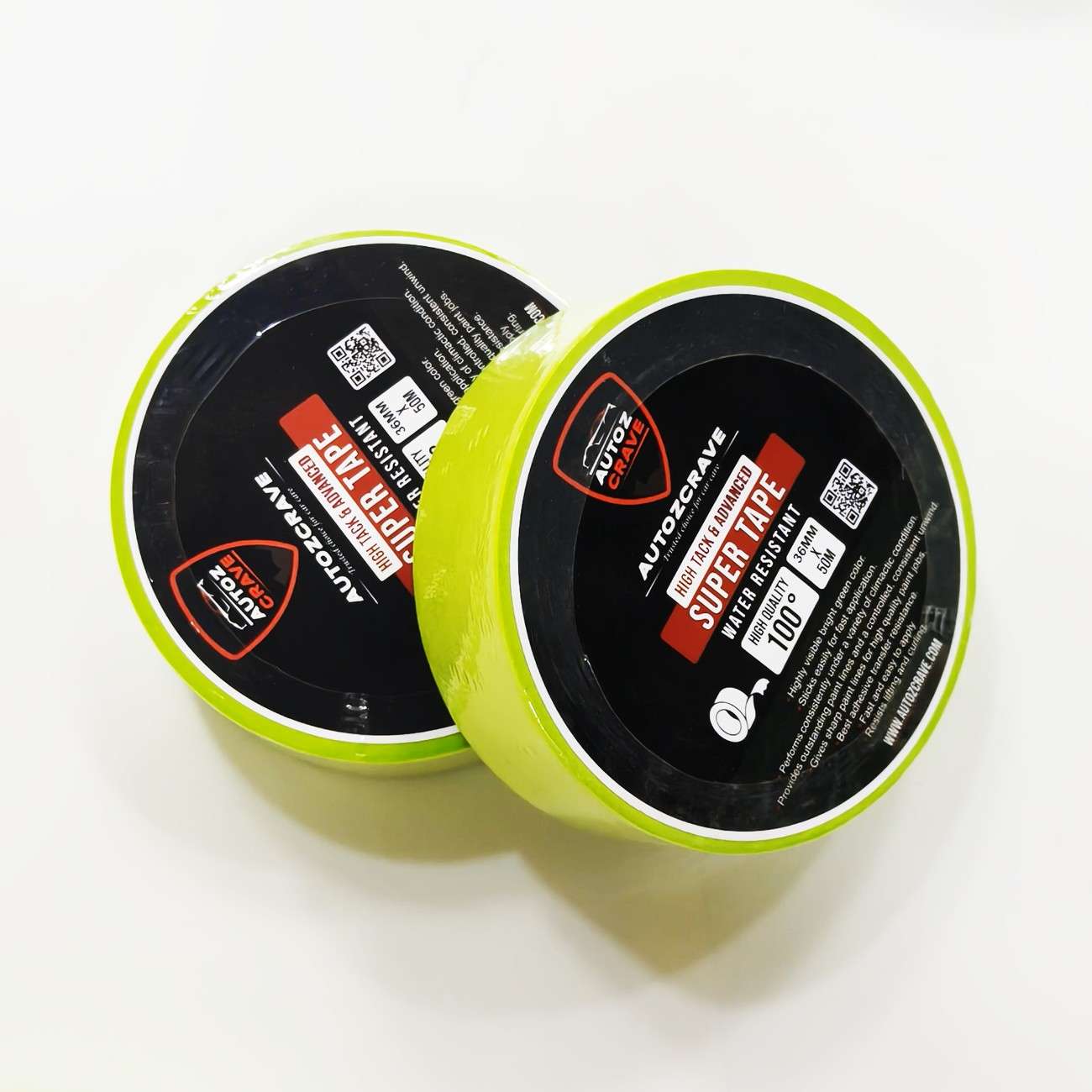 Autozcrave Paper Masking Tape Bright Green | Water Resistant | Easy Application