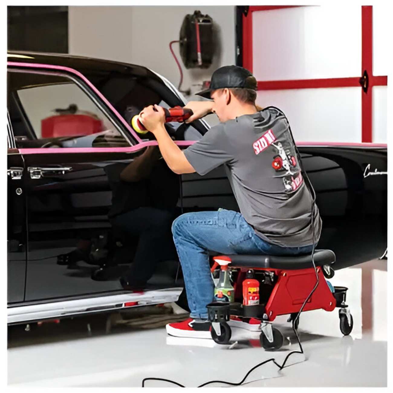 Detailing Stool 4th Generation Dual Trays | Storage Drawer | Detachable Seat