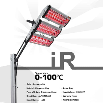 Autozcrave IR Lamp Fully Automatic – 3 Tubes | 360° Rotation | Auto Timer