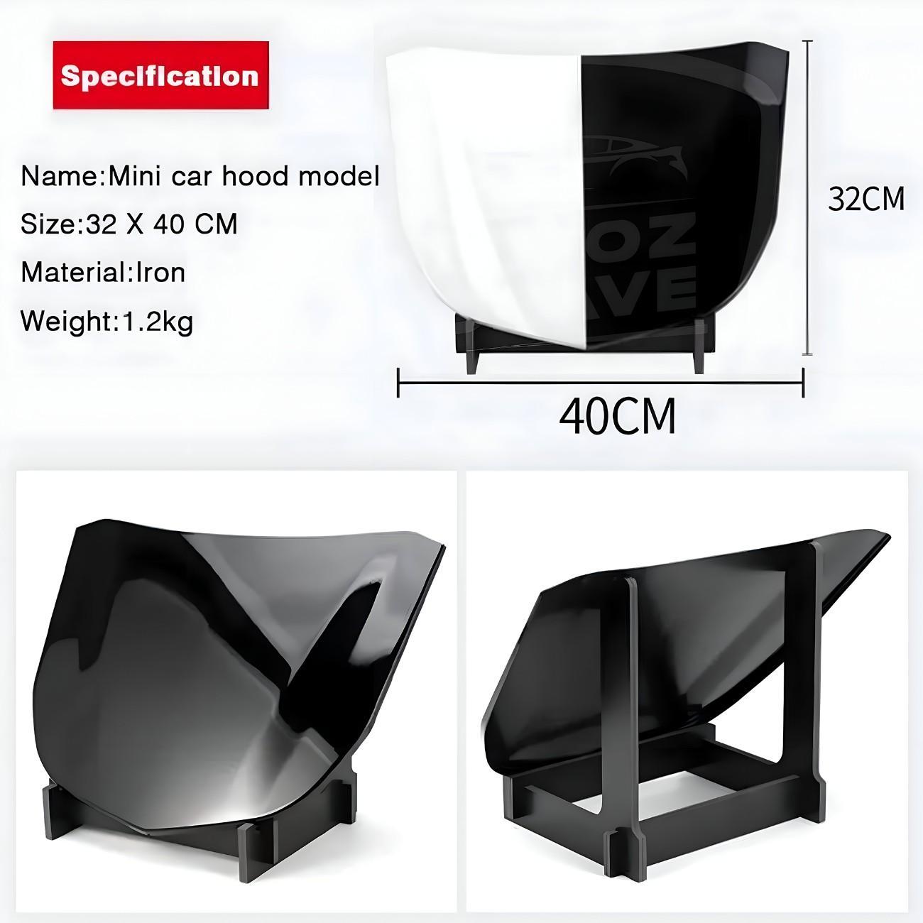 Black & White Car Bonnet Model – Dual-Color Metal Hood for Training & Display