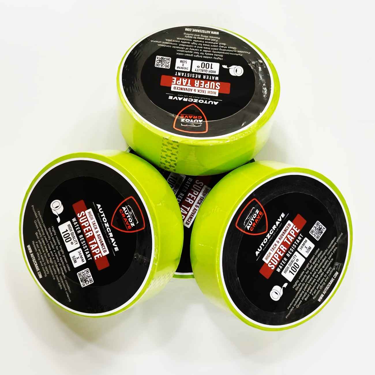 Autozcrave Paper Masking Tape Bright Green | Water Resistant | Easy Application