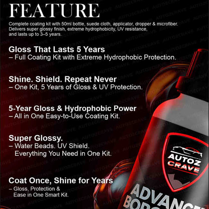 Autozcrave Advanced Borophene Ceramic Coating | 5 Year Super Glossy Paint Protection