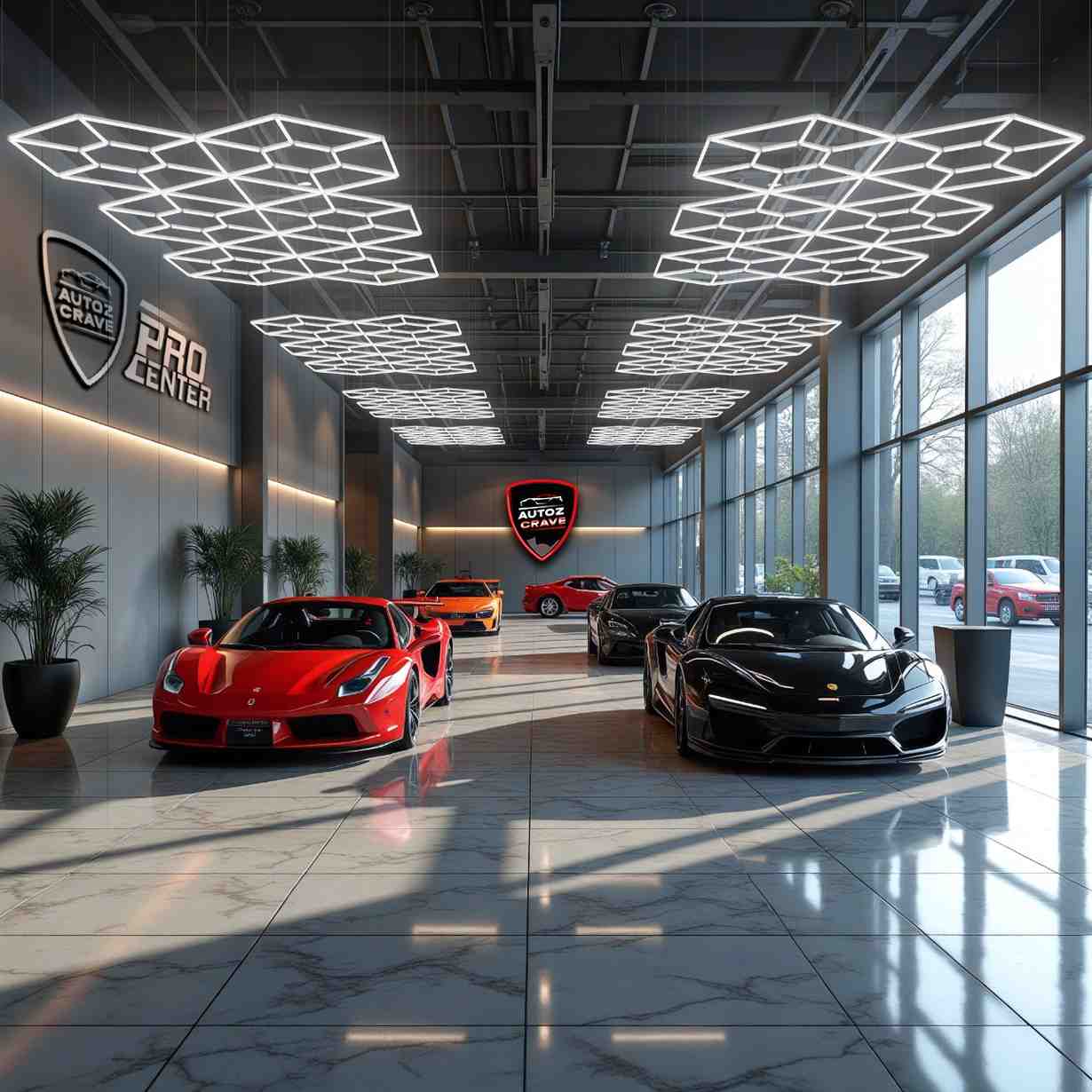 Autozcrave Car Detailing Studio Matrix Light 600W (104 LEDs, 9.2x16 ft) | Energy Efficient, Daylight-Mimicking Light for Accurate Paint Inspection