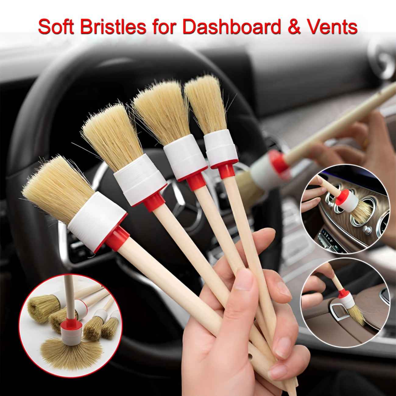 Car Detailing Interior Brush Soft Bristles for Dashboard & Vents