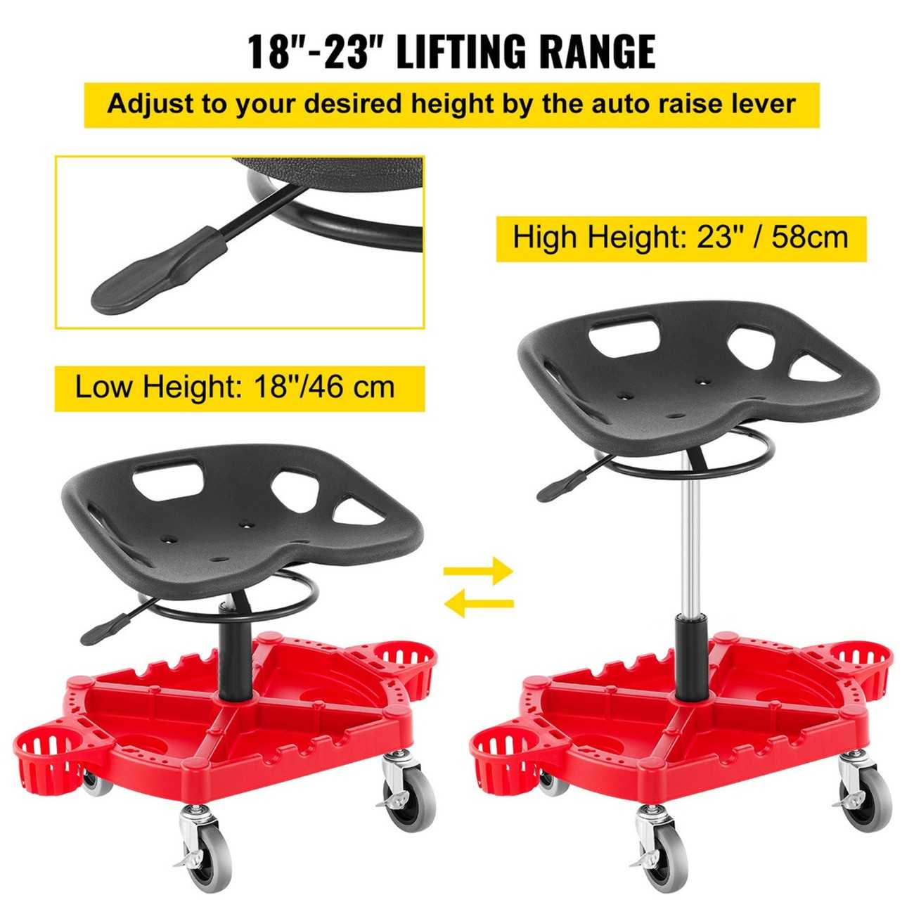 Hydraulic Detailing Stool – Adjustable Height | Bottle Holders | Storage Tray