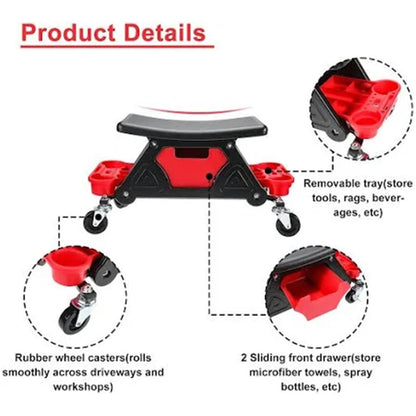 Detailing Stool 3rd Generation Non Slip Seat | Drawers | Wheels
