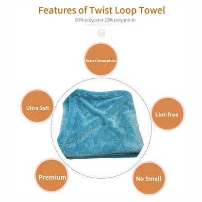 1250 GSM Double Side Twisted Microfiber Cloth | Ultra Absorbent Car Drying Towel