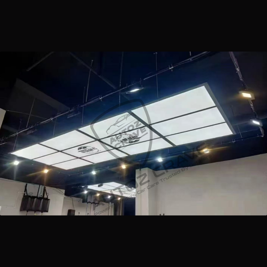 Autozcrave Car Detailing Studio Panel Light with 12 Side Projection Light | Power: 1800W High Intensity| Shadow-Free LED Light for Professional Detailing with MS Frame