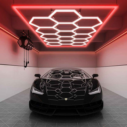 Autozcrave Car detailing Studio Light || Hexagon Pattern Light  for Car Detailing Studios (16x7.5 ft) |Anti-flicker for Shoots
