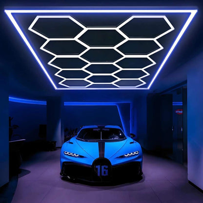 Autozcrave Car detailing Studio Light || Hexagon Pattern Light  for Car Detailing Studios (16x7.5 ft) |Anti-flicker for Shoots