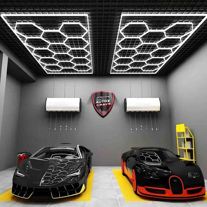Autozcrave Car detailing Studio Light || Hexagon Pattern Light  for Car Detailing Studios (16x7.5 ft) |Anti-flicker for Shoots
