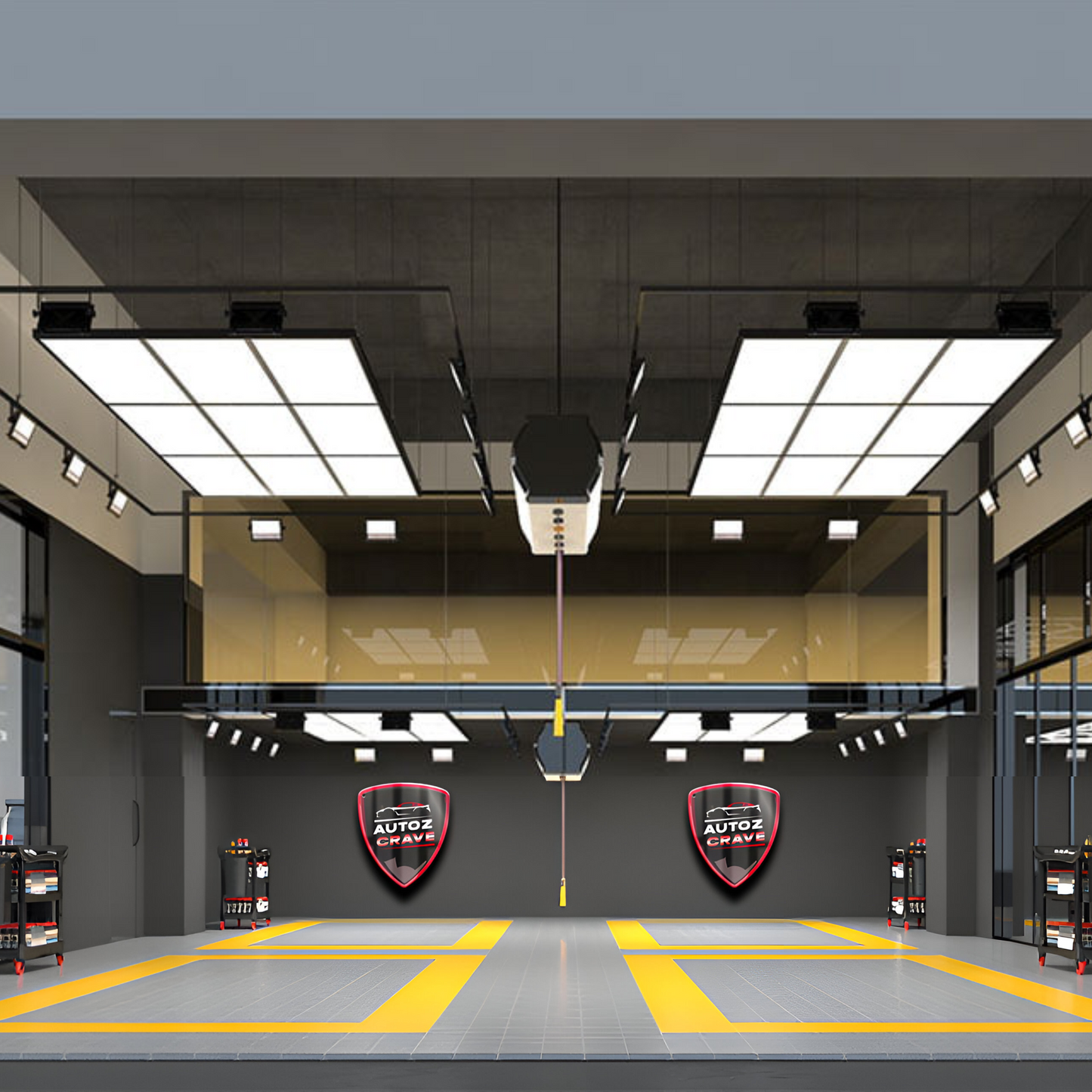 Autozcrave Car Detailing Studio Panel Light 900W 16.5ft (5000mm)x9.8ft (300mm) High Intensity, Shadow-Free LED Light for Professional Detailing with MS Frame