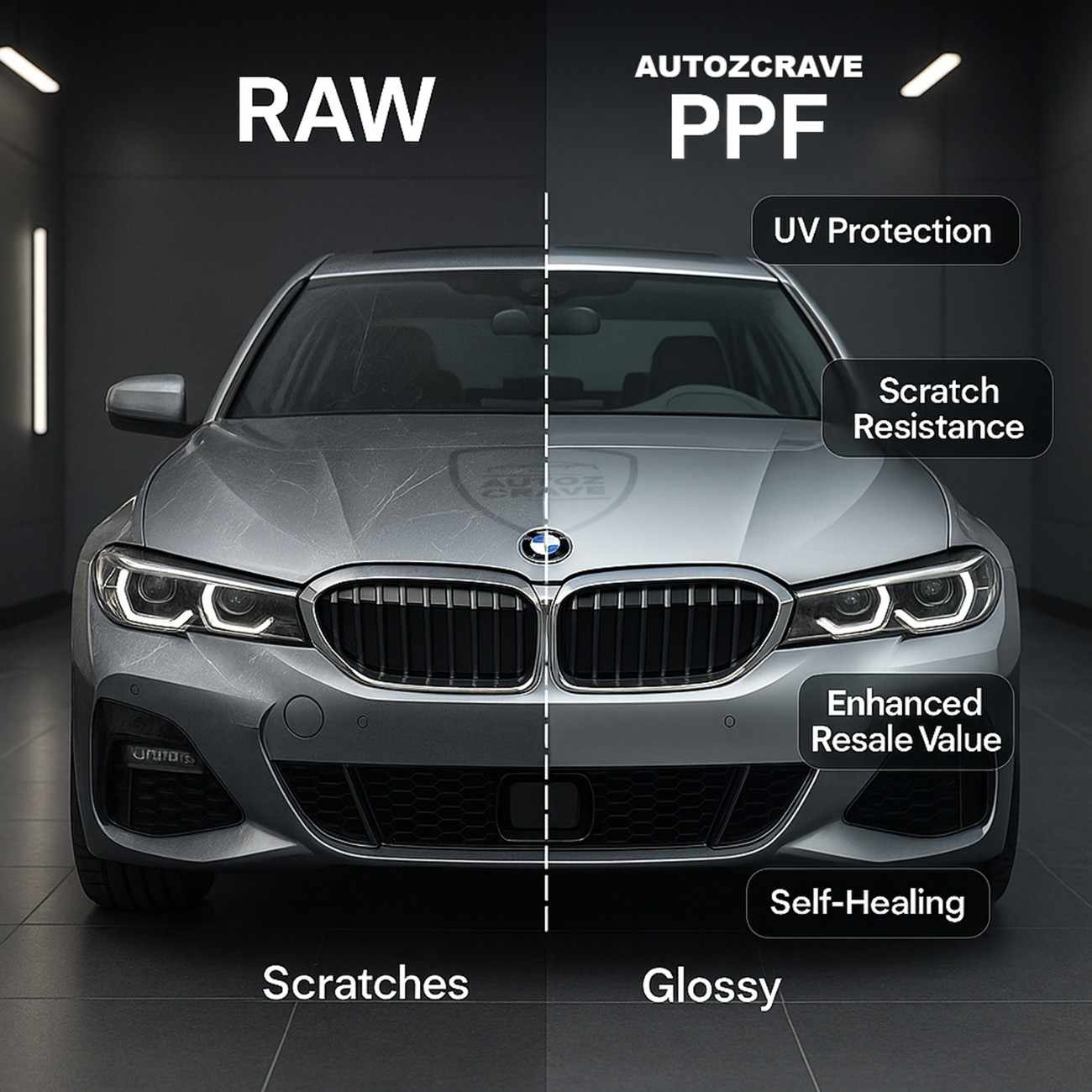 Autozcrave Paint Protection Film 220 Micron | Heat Self-Healing | 7-Year Warranty