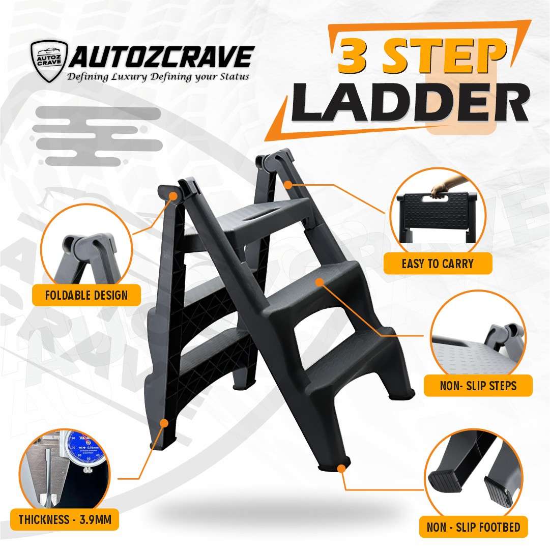 3 Step Ladder Foldable | Non-Slip Design | 100+ Kg Load Capacity