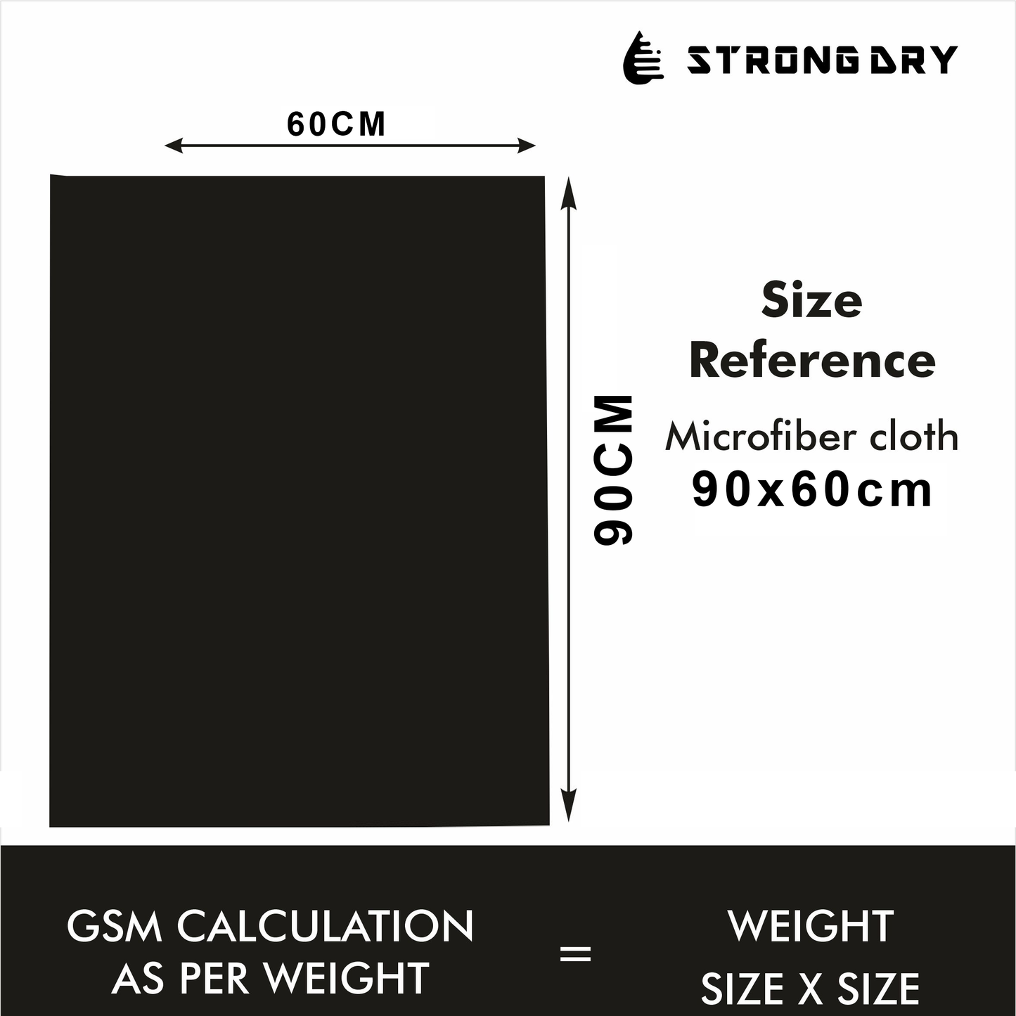 Strongdry Microfiber Towel Double Side Twisted 1250 GSM (90x60cm)